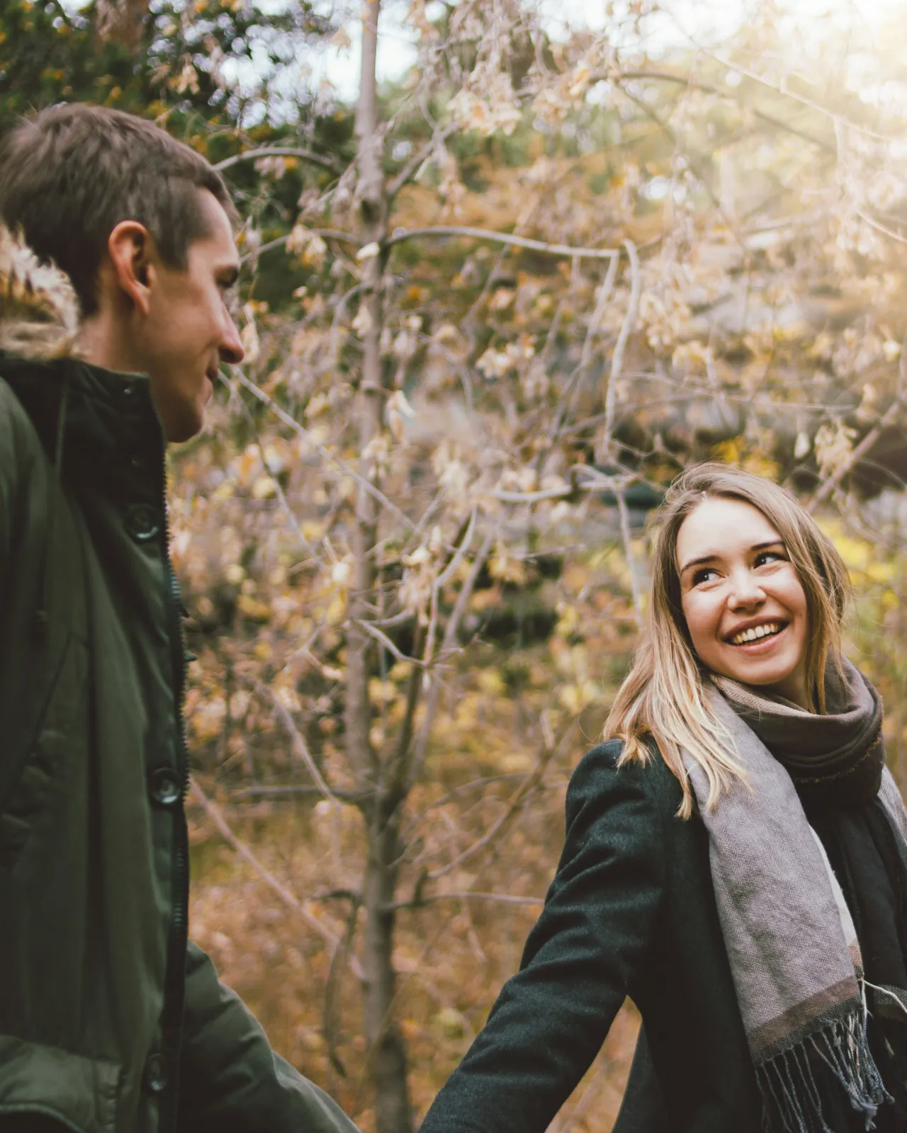 A couple in an autumn forest